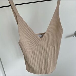 Zara Tan Ribbed Camisole Top